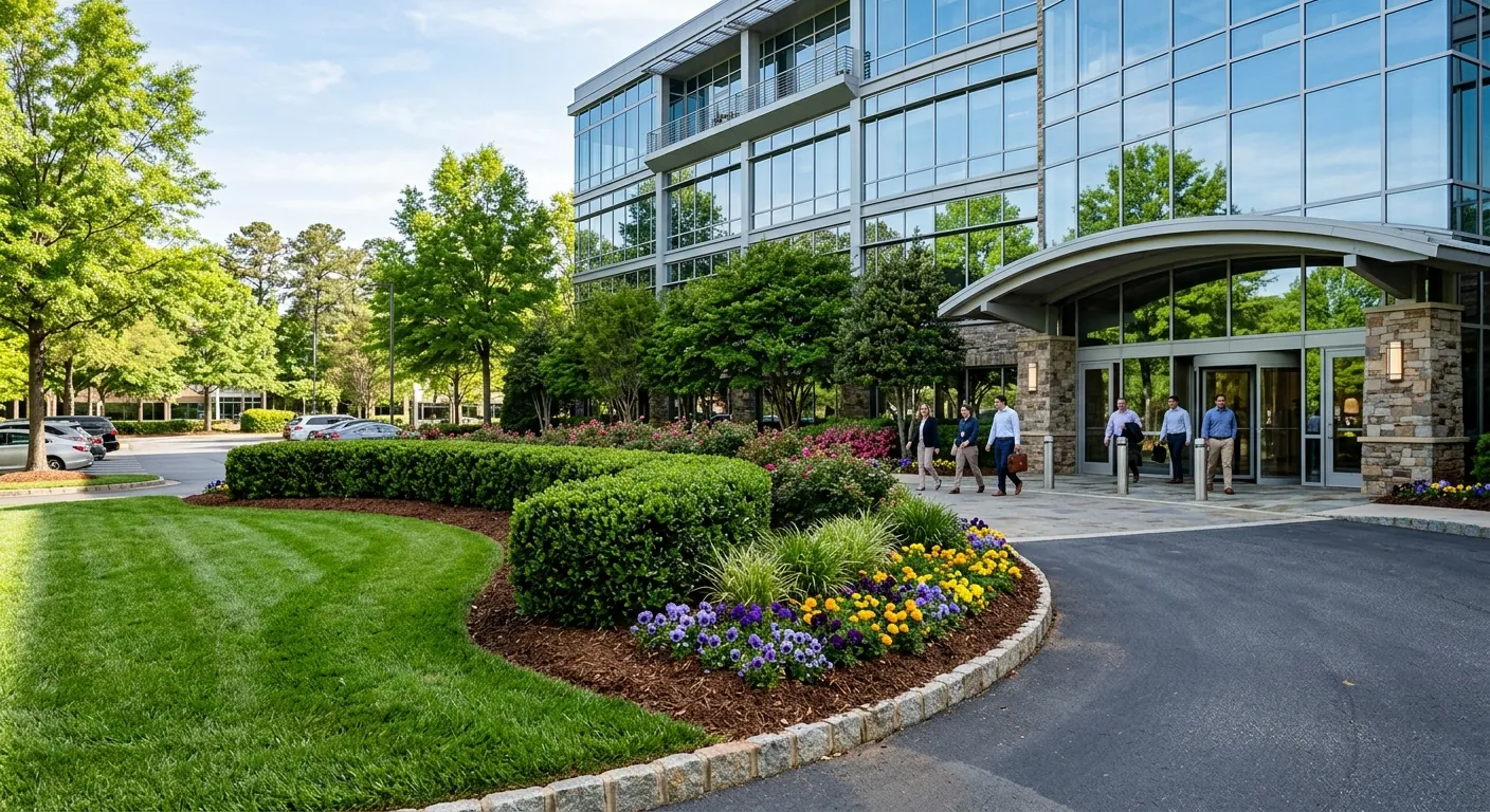 Pristine commercial campus landscaping